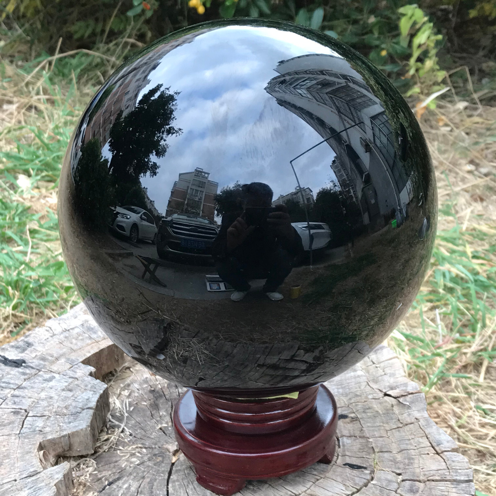 22LB TOP Natural obsidian Quartz Sphere Crystal Ball Healing+stand