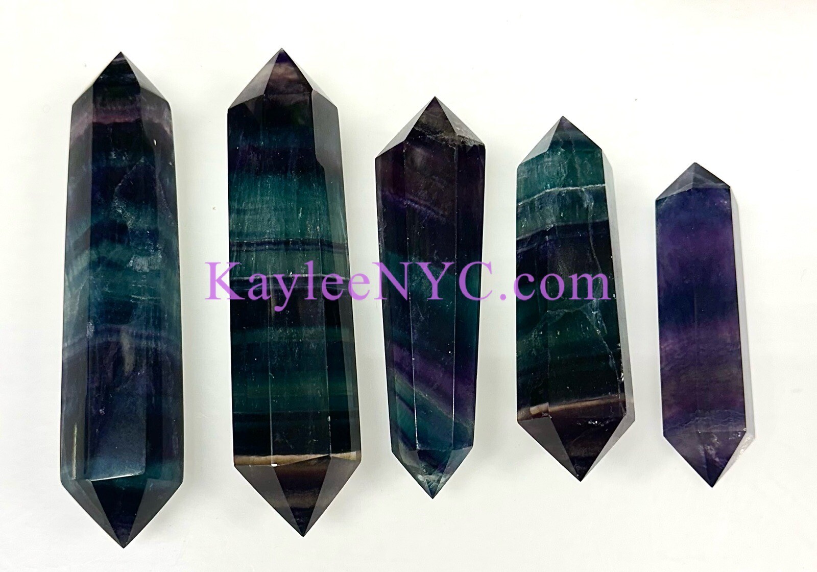 Wholesale Lot 1 Lb Natural Rainbow Fluorite Double Terminated Point Crystal