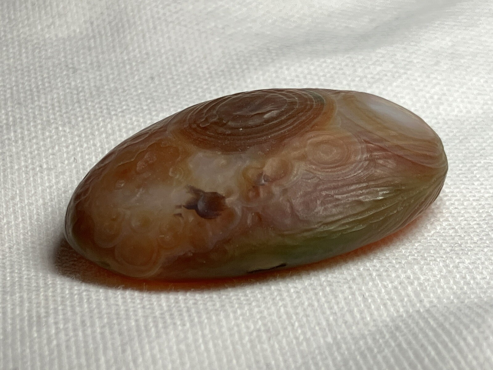 RARE Gobi Eye Agate Bonsai Suiseki Green Orange Flat Palm Stone 21g Raw Natural