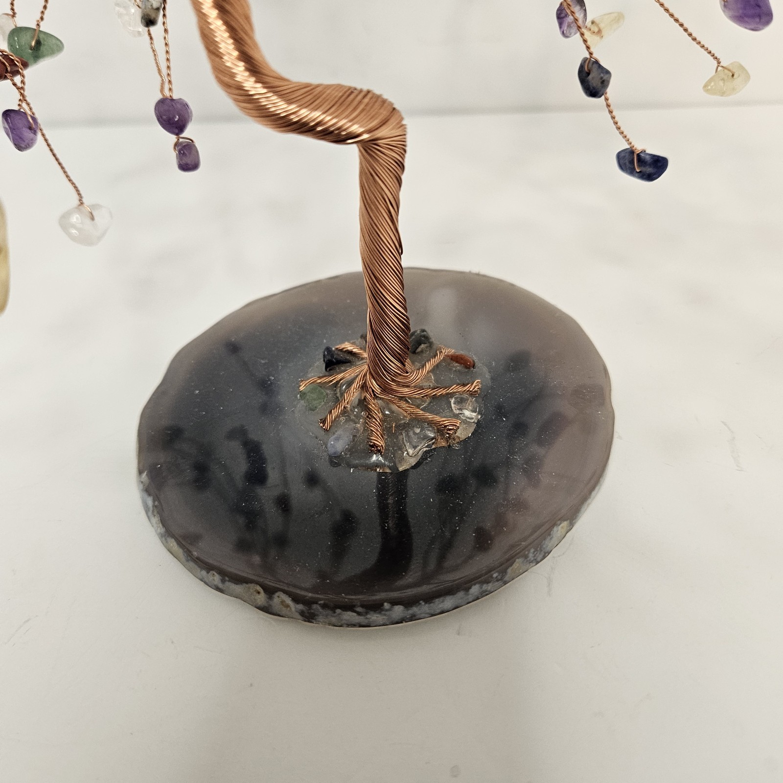 Beautiful Multi Stone Copper Wire Tree of LIFE approx. 8 in Tall Tree