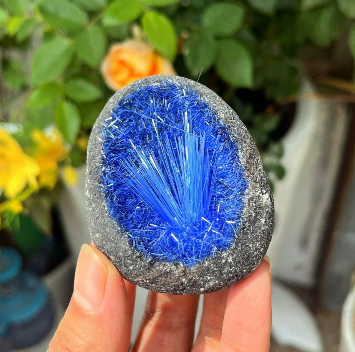 Rare Blue Magnetite Quartz Clusters Rough Stone Goethite Mineral Geode Specimens