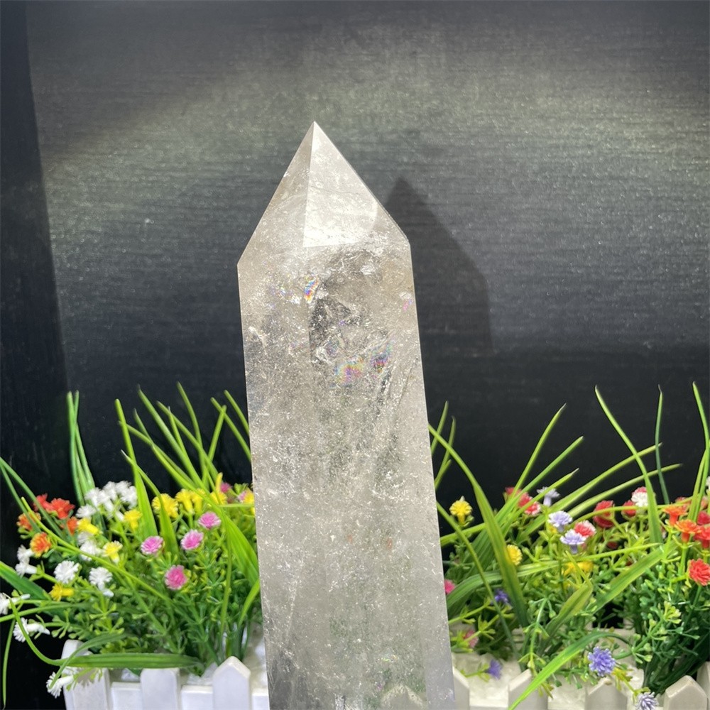 3.7LB 12.6″ Natural A++ Clear Quartz Obelisk Tower Crystal Reiki Decor Rainbow
