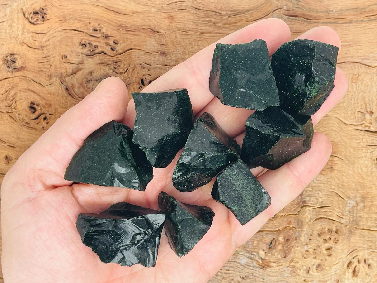 3Pcs Raw Rough Green Goldstone Healing Crystal Rock Mineral Specimen Home Decor