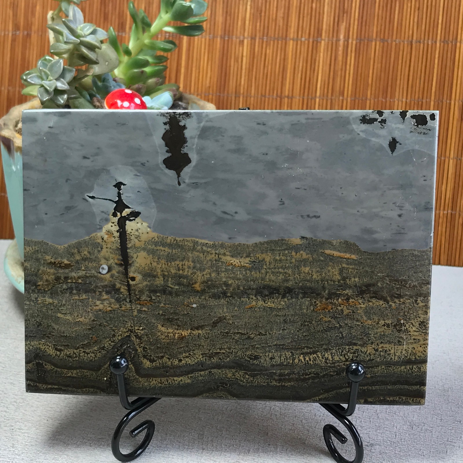 290g Natural Chinese painting stone crystal ornaments for home decoration A6423