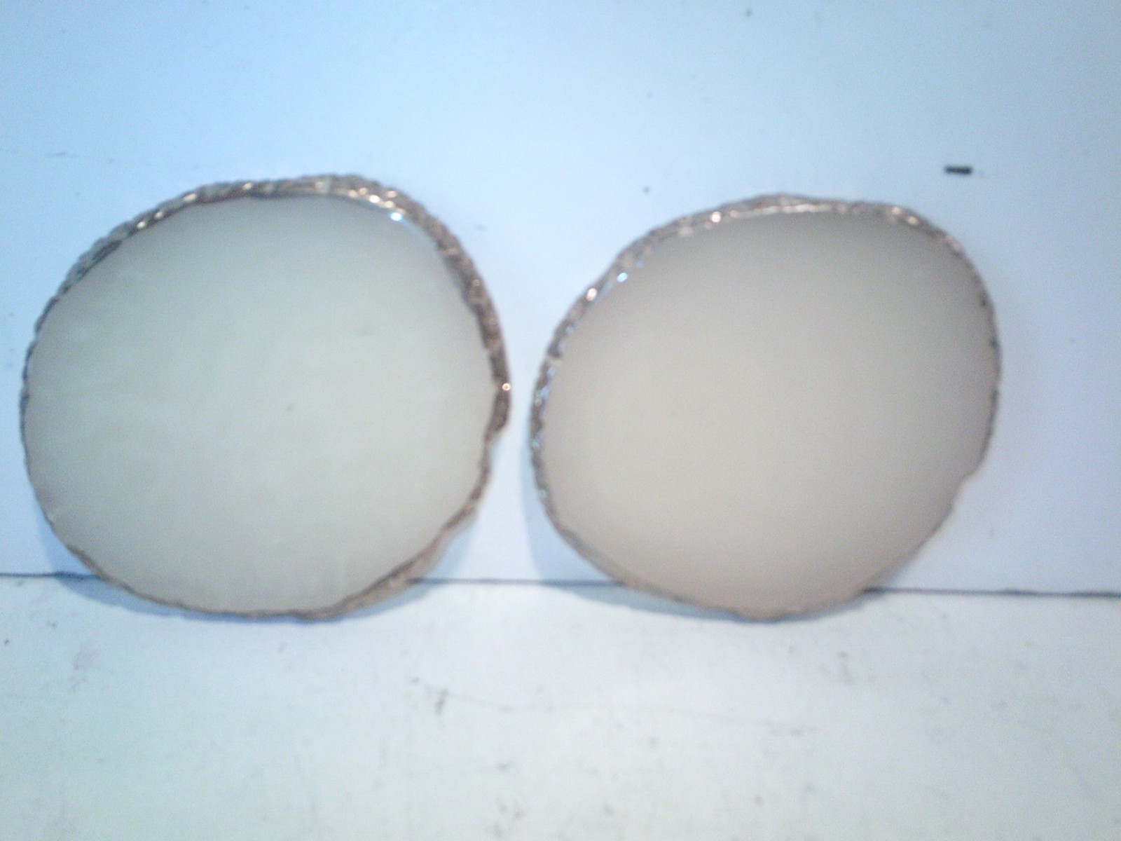 2 Clean Shiney Brass Rim Quartz Slices 3″x 3″ FREE SHIPPING