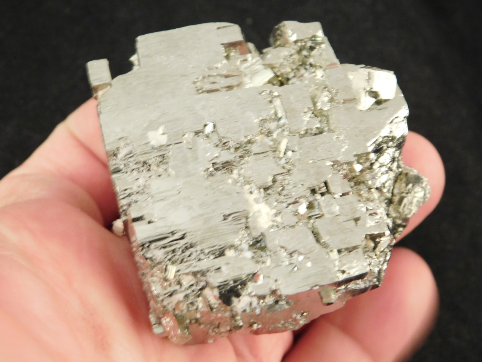 LARGER 100% Natural STEPPED PYRITE Crystal CUBE Cluster Huanzala Mine Peru 317gr