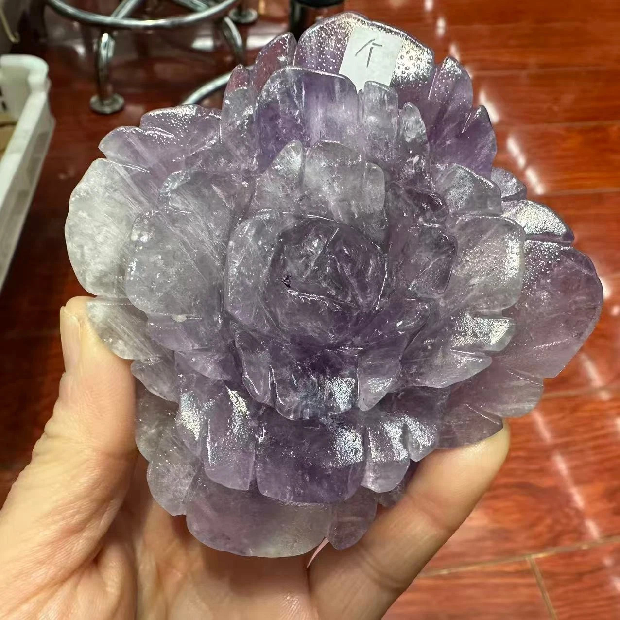 1pc Natural Amethyst Quartz Carved Crystal Flower Skull Reiki Healing Decor Gift