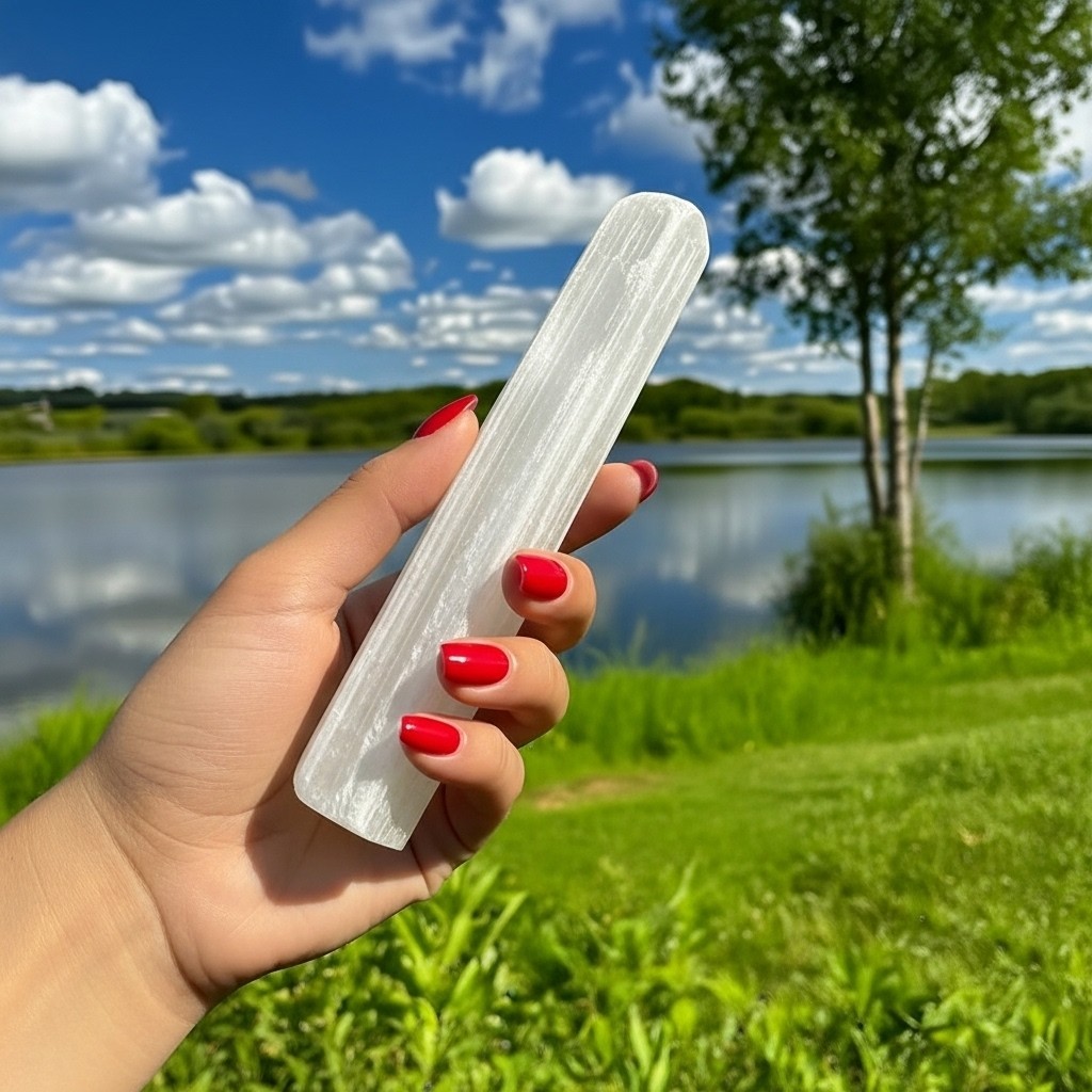 Natural Selenite Wand Set – Reiki Massage Sticks – Crystal Healing Energy Cleans