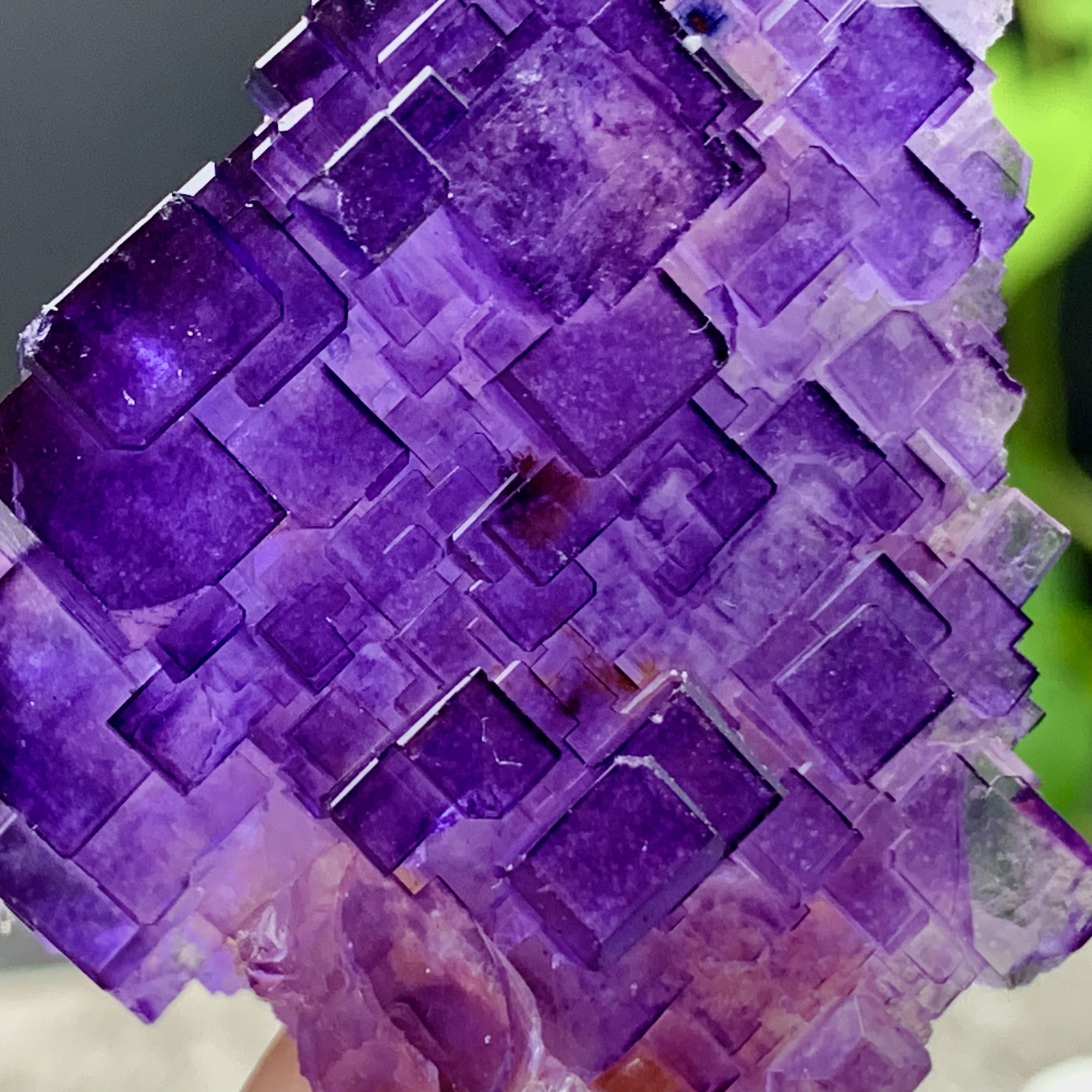 53G Natural purple fluorite Matrix array stepped fluoritemineral specimen/China
