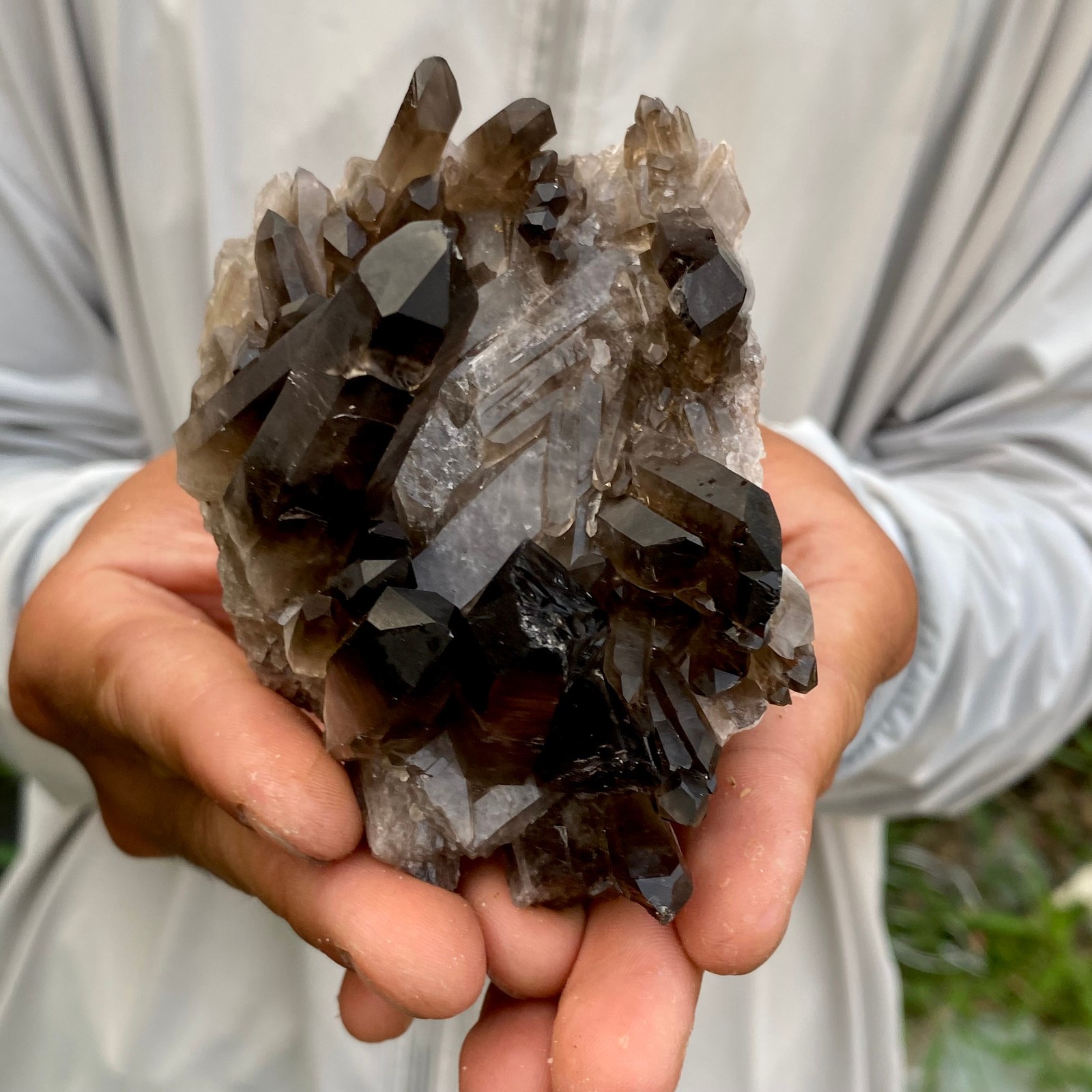 277G Natural Black Smoky Quartz Crystal Cluster Raw Mineral Specimen