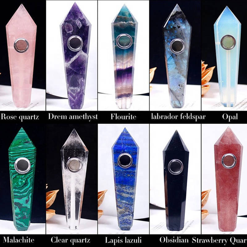 Natural Quartz Crystal Smoking Pipe Obelisk Point Rock Wand Reiki Healing Stone