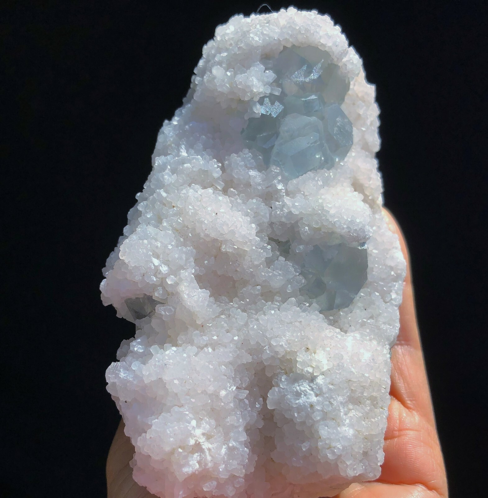 Super Bright Green Fluorite Crystals on White Calcite Mineral Display Specimen!