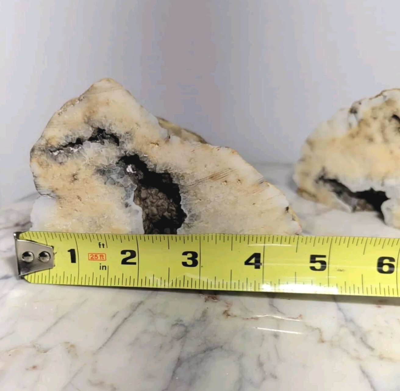 Large Open Geode Machine Cut Perfect Bookends Heavy Shades Of White And Brown