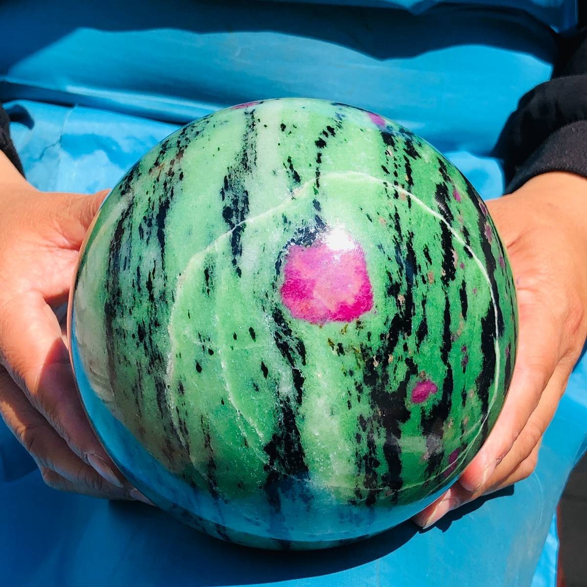8.77 LB Large Natural Ruby Zoisite Sphere Crystal Healing Stone Specimen 5151
