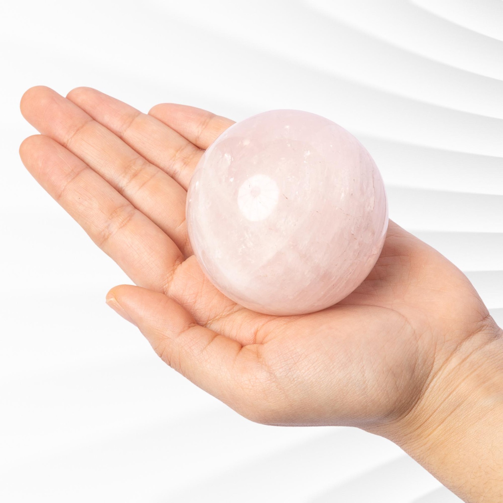 Rose Quartz Sphere with Stand Polished Pink Crystal Ball Natural Stone Gift