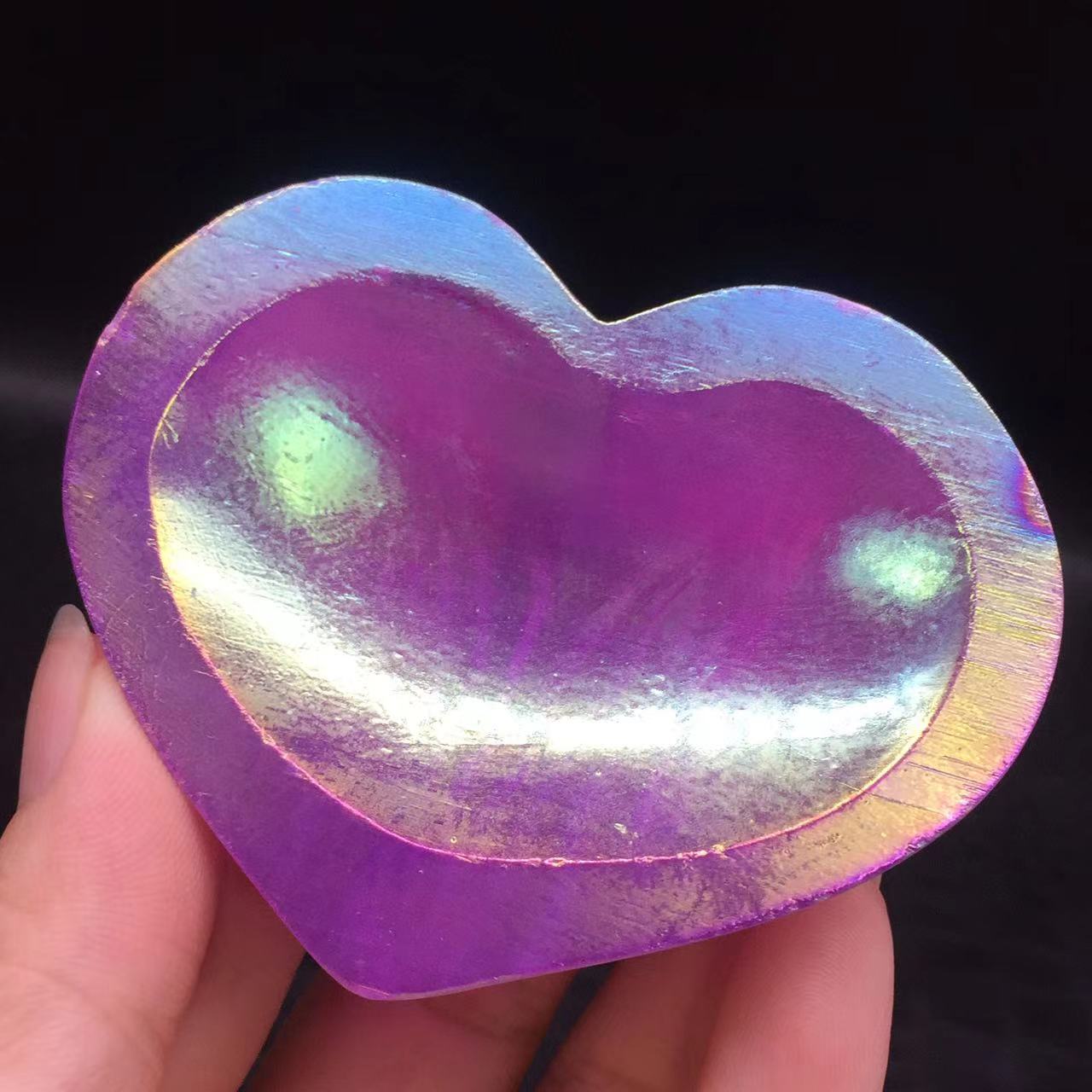 Aura Angel Natural Gypsum Selenite Quartz Heart Shape Bowl Healing Decorate 1Pc