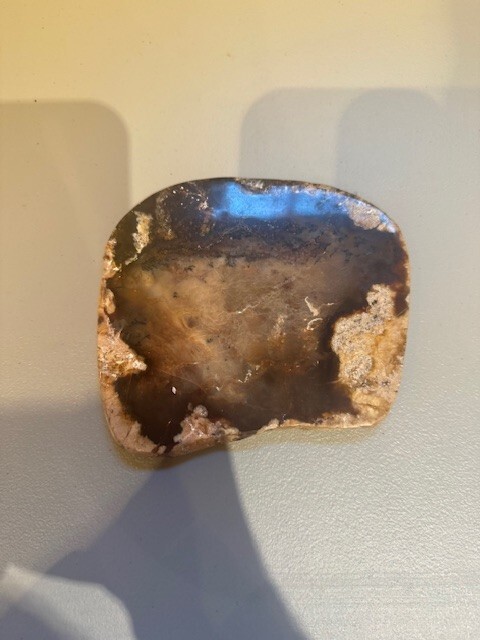 Display Stone Cut and Polished Agate Rock Slab Brown and White