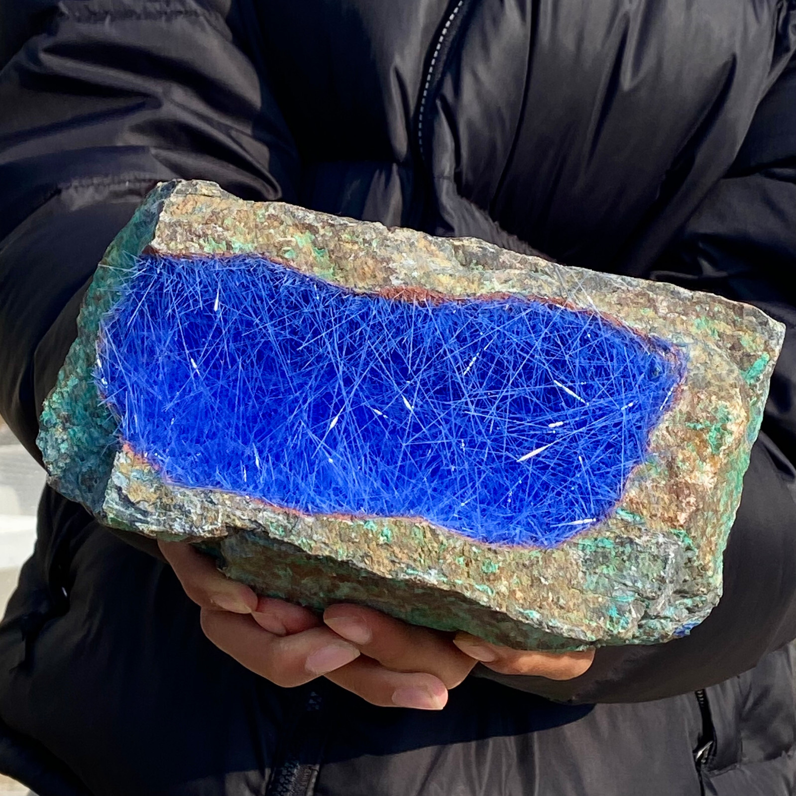 8.18LB Natural Blue Needle Iron Ore Mineral , Original Ore Quartz Crystal
