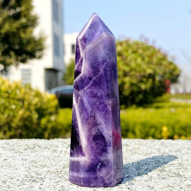 78g Natural dreamy amethyst obelisk quartz crystal energy column