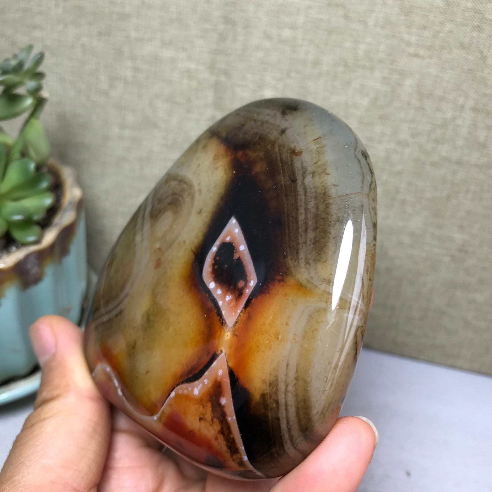 85mm Crazy Lace SILK Banded Agate Polished Crystal Specimen Tumbled 318g A5254