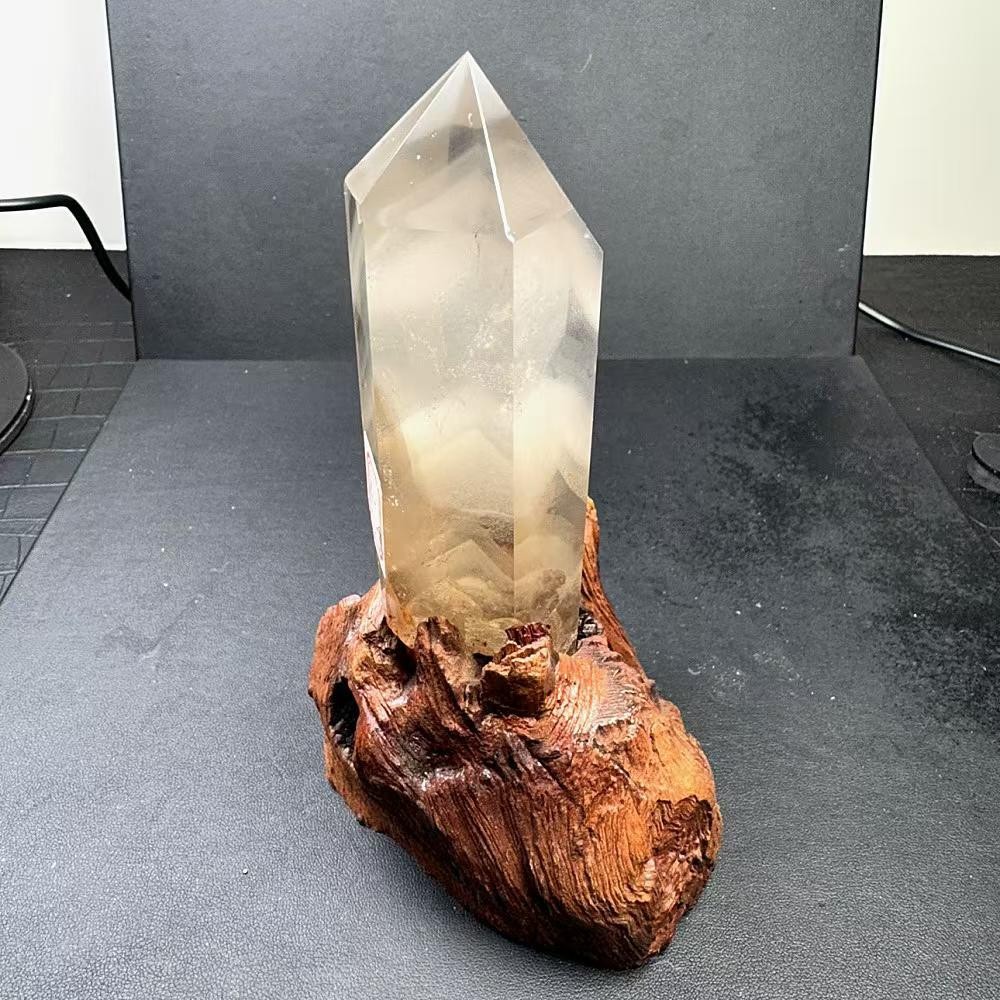 1.26LB Natural Quartz Obelisk Crystal Tower Point Mineral Reiki Decor+ Stand