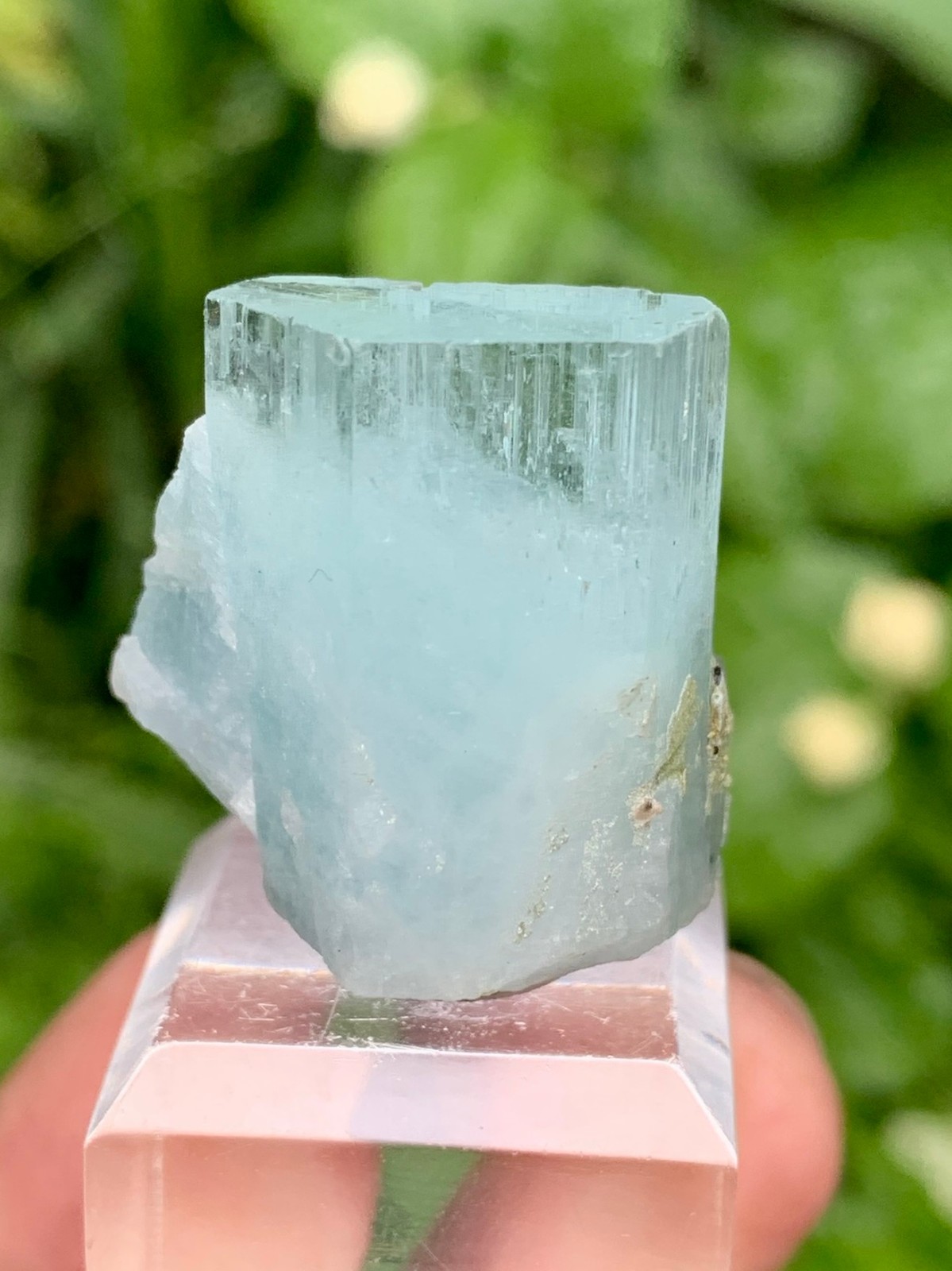 Natural Sky Blue Aquamarine Crystal With Schorl Tourmaline From Pakistan-15 Gram