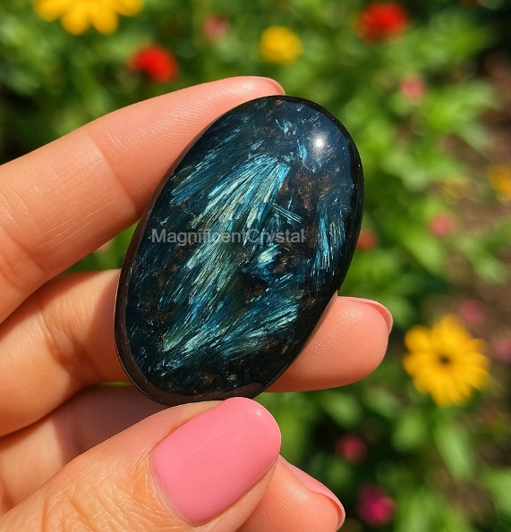 3PCS Arfvedsonite Palmstone Worry Stone Healing Crystal Meditation Reiki Gifts