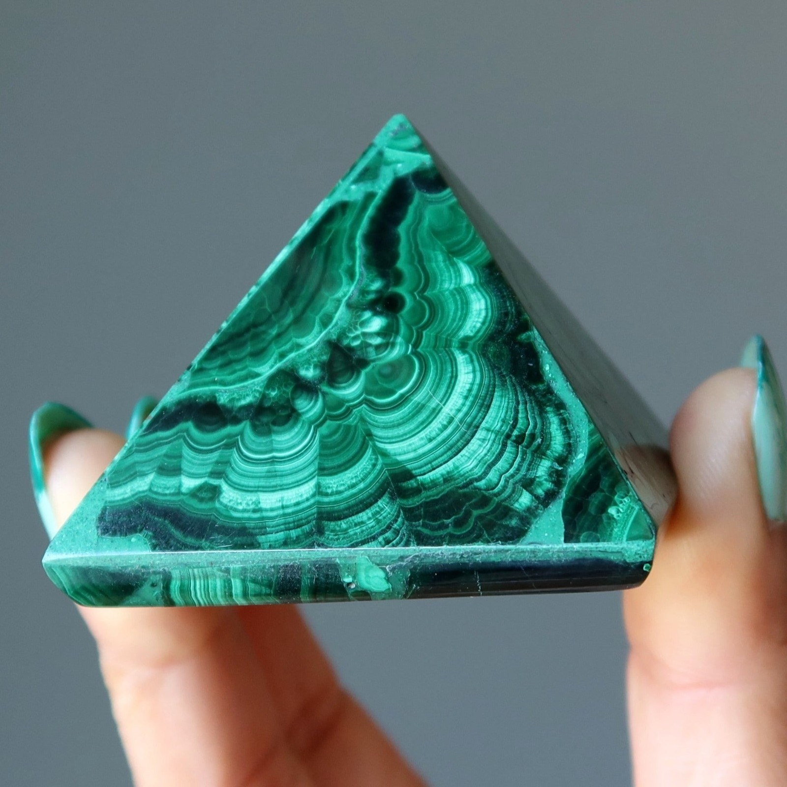 Malachite Pyramid Green Spirit of Congo Crystal Sacred Geometry Stone Healing
