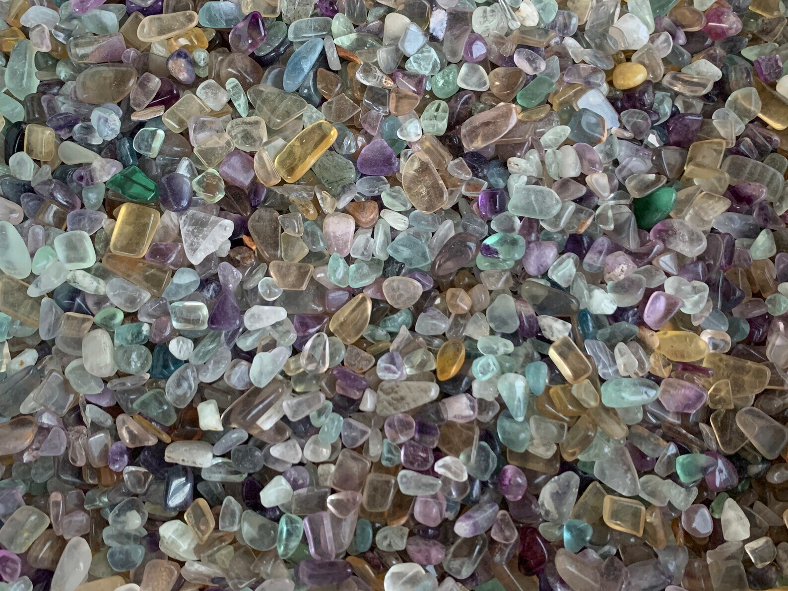 Grade A++ Rainbow Fluorite Semi Tumbled Gemstone Mini Chips 5-12 mm, Bulk Lot