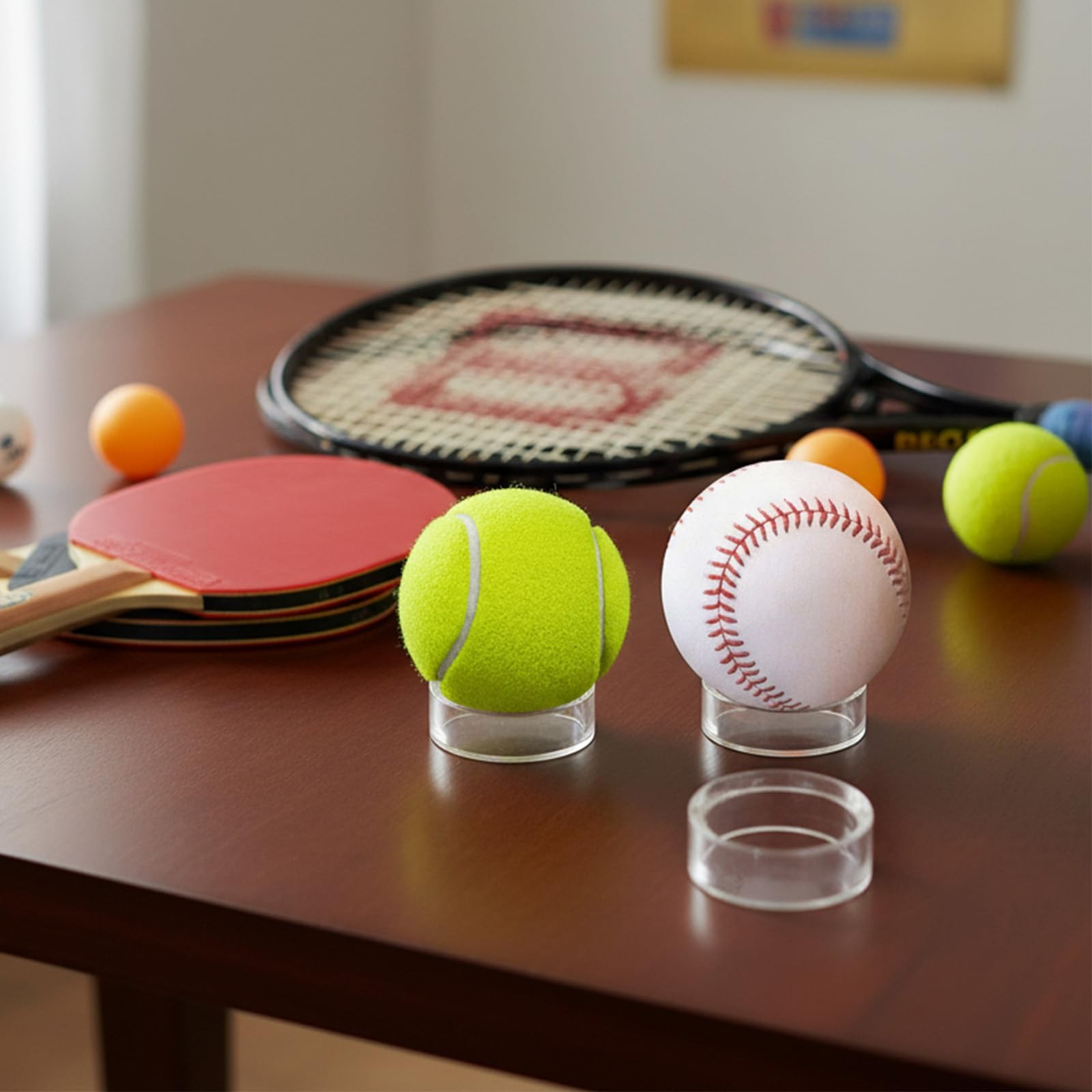 15 PCS Clear Sphere Stand, Ring Acrylic Baseball Display Stand, Baseball Stan…