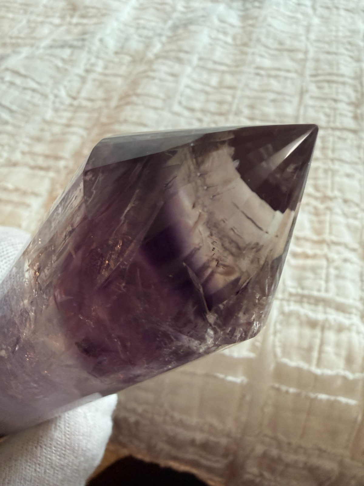 9-1/2in Amethyst Vogel Style 24-Sided Crystal Wand With Stand