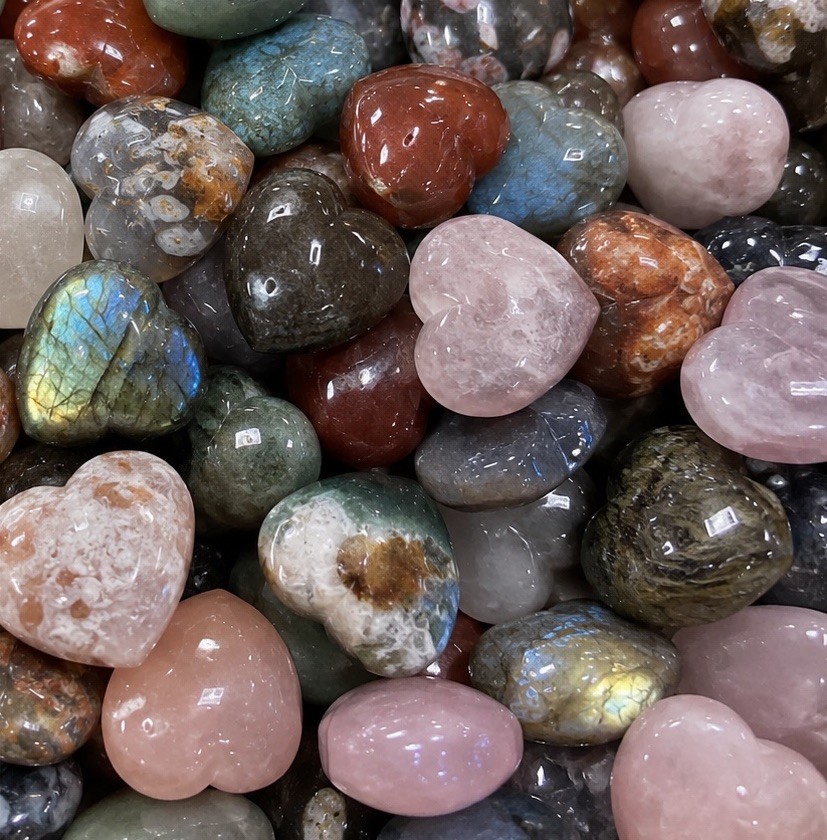 10 LB Mixed Crystal Mini Hearts – Polished Assortment (No Selection)