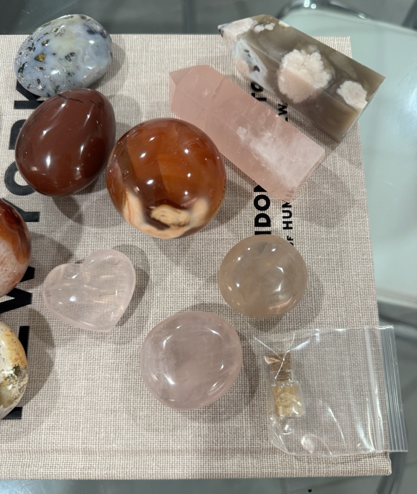 Mixed Polished Crystal & Mineral Lot – Spheres, Palm Stones, Hearts, Points
