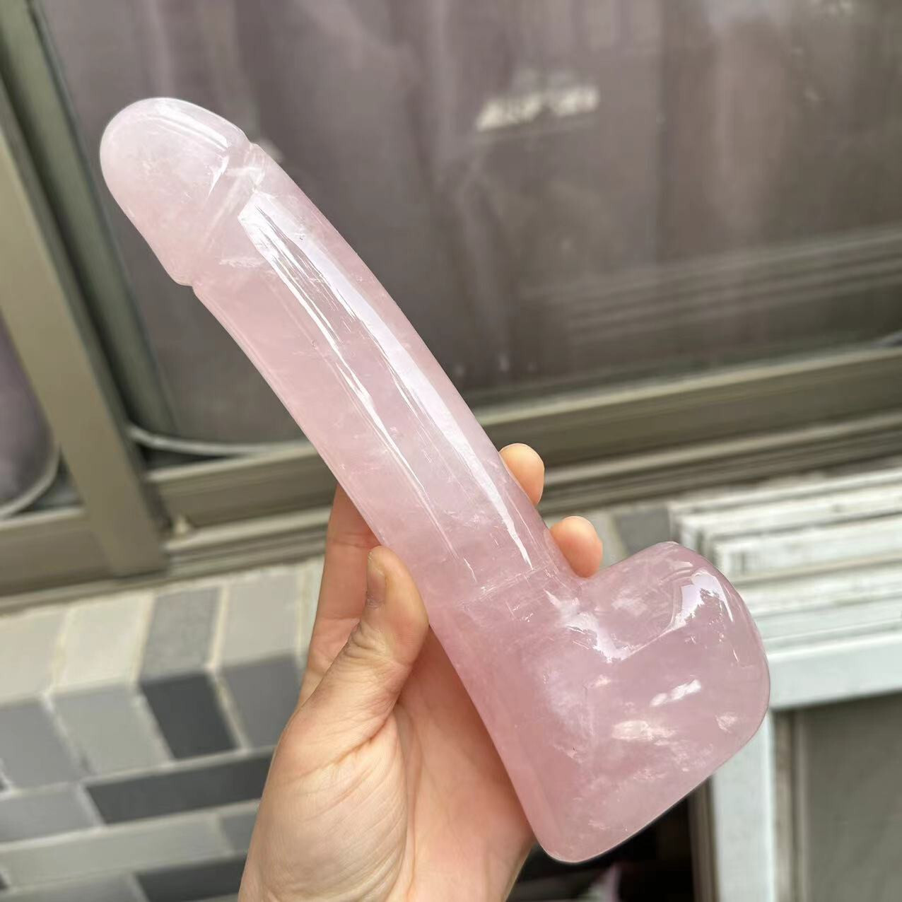 1pc Natural rose quartz Quartz Carved Penis Skull Crystal Reiki Healing