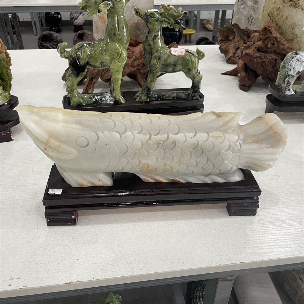 17.1LB 17.1″ Natural Afghan Jade Money Fish Quartz Crystal Animal Healing Decor