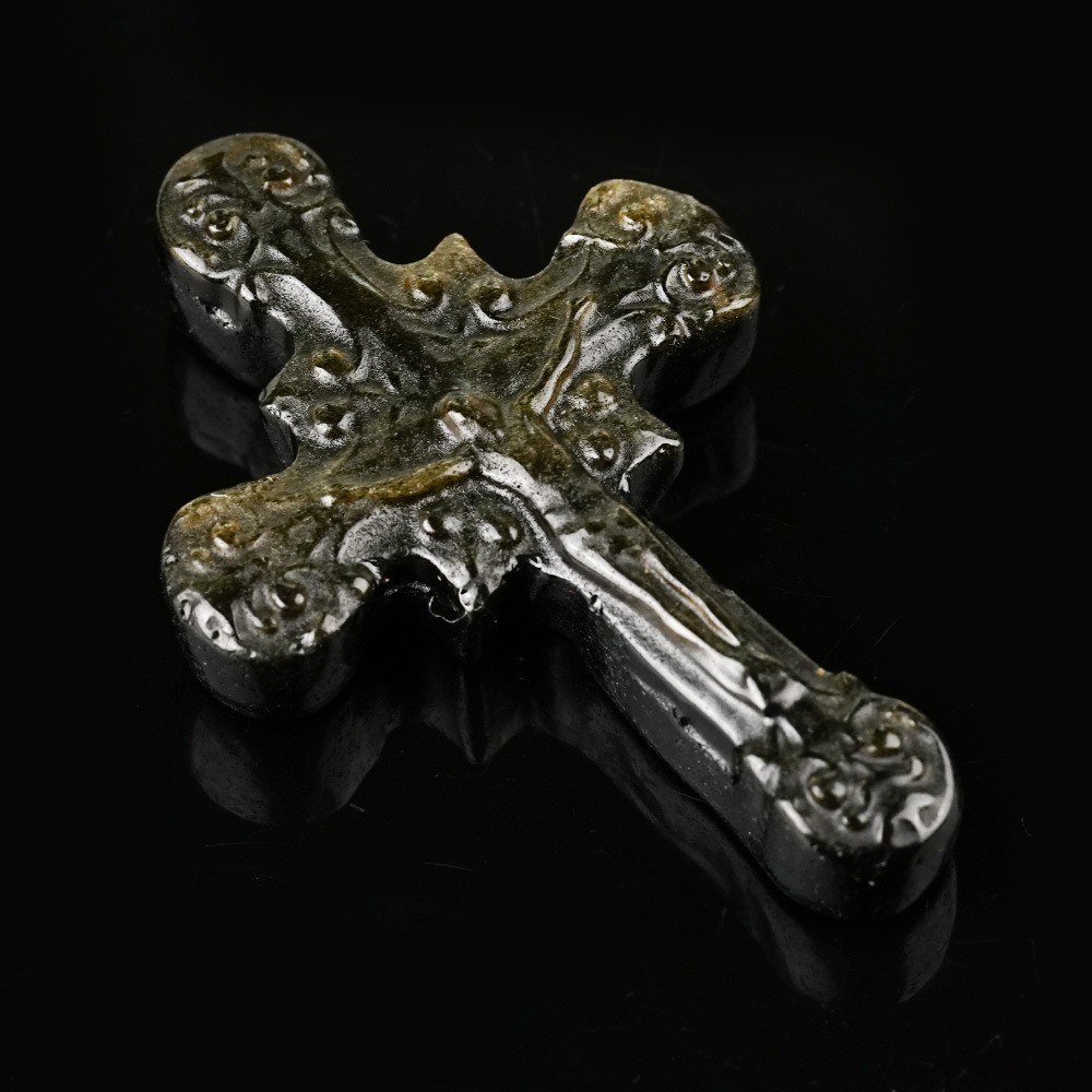 Natural Mixed Crystal Carved Cross Religious Reiki Healing Stone Jewelry Gift
