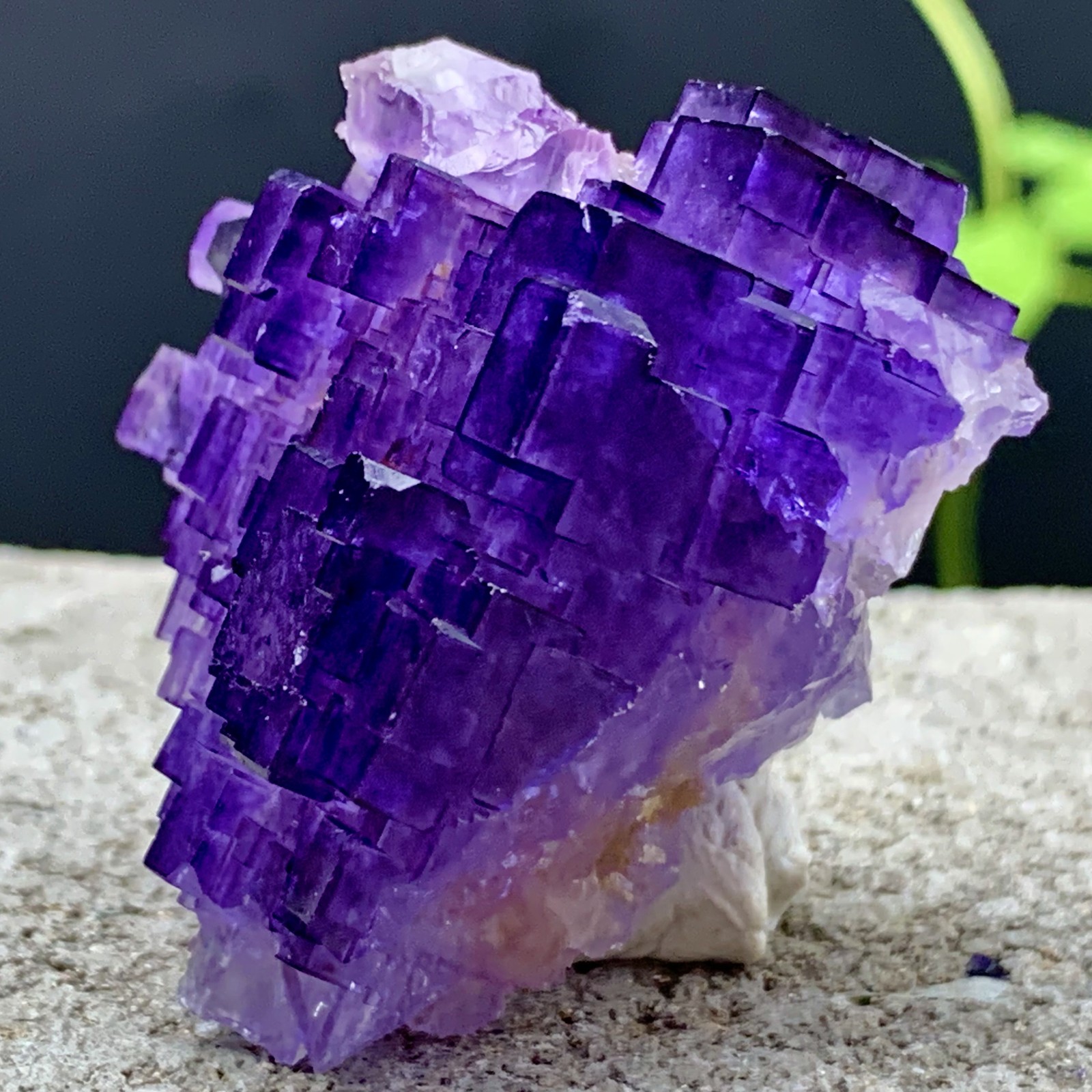 53G Natural purple fluorite Matrix array stepped fluoritemineral specimen/China