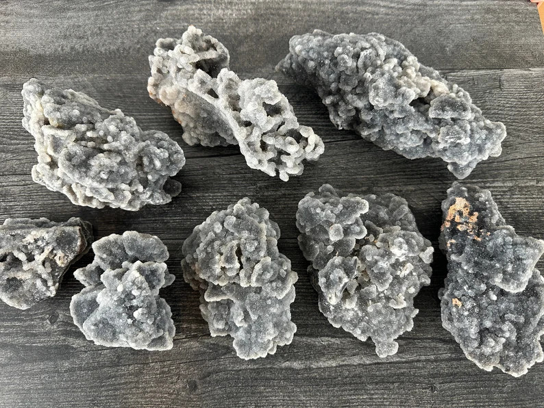 Vintage Natural Black Druzy Sphalerite Rough Mineral Crystal Cluster Stone Gift