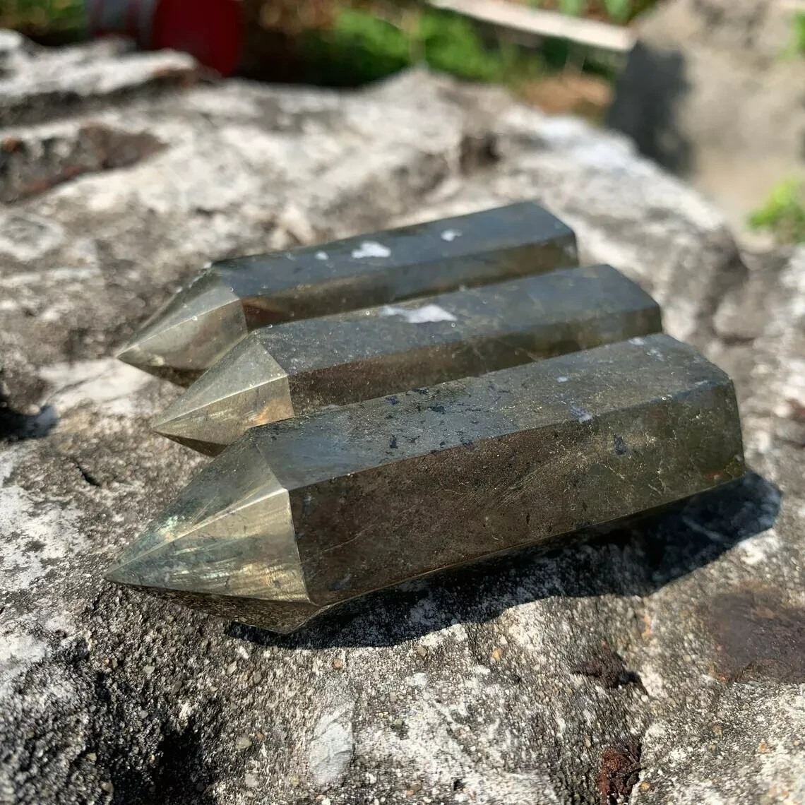 Natural Pyrite Point Obelisk Crystal Tower Healing Meditation Home Decoration