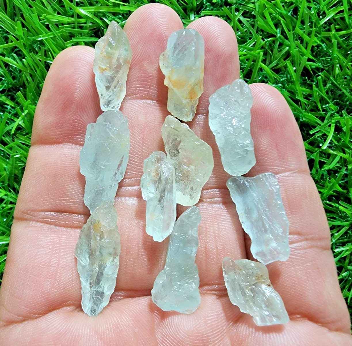11 Pcs Raw Aquamarine Gemstone Rough Lot 13-22 mm Aquamarine Rough Stone Bulk
