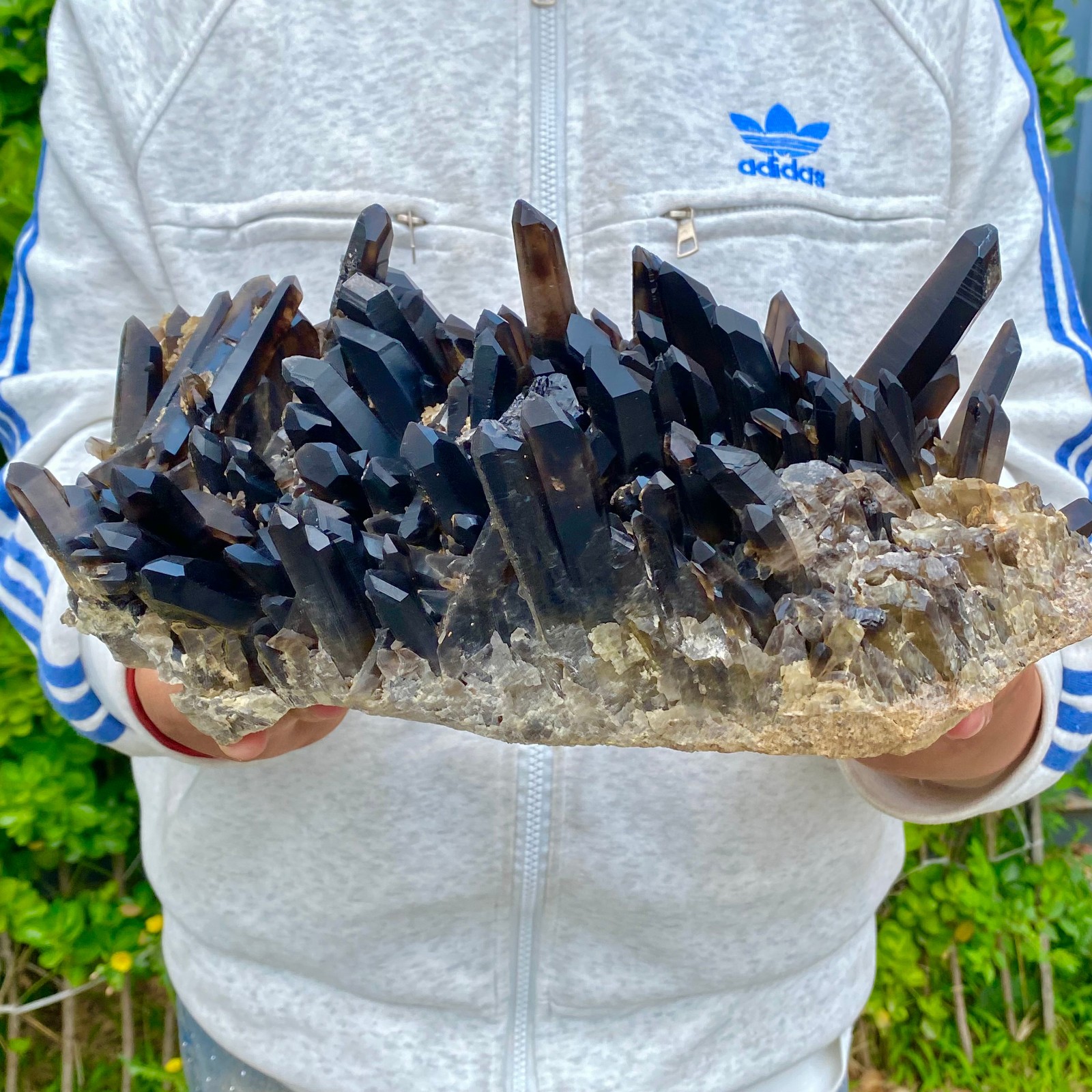 12.7LB Natural Black Smoke Color Quartz Cluster Crystal Specimens Mineral Heali