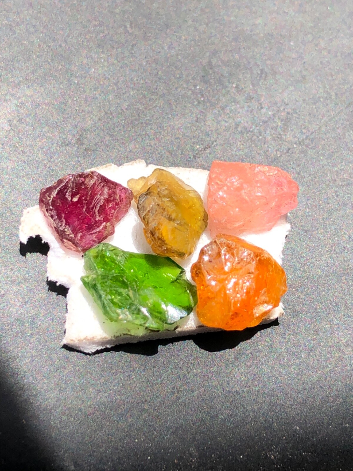 Tourmaline Rough Green Yellow Pink Purple Orange Color 5 Pieces 7 MM To 10 MM.