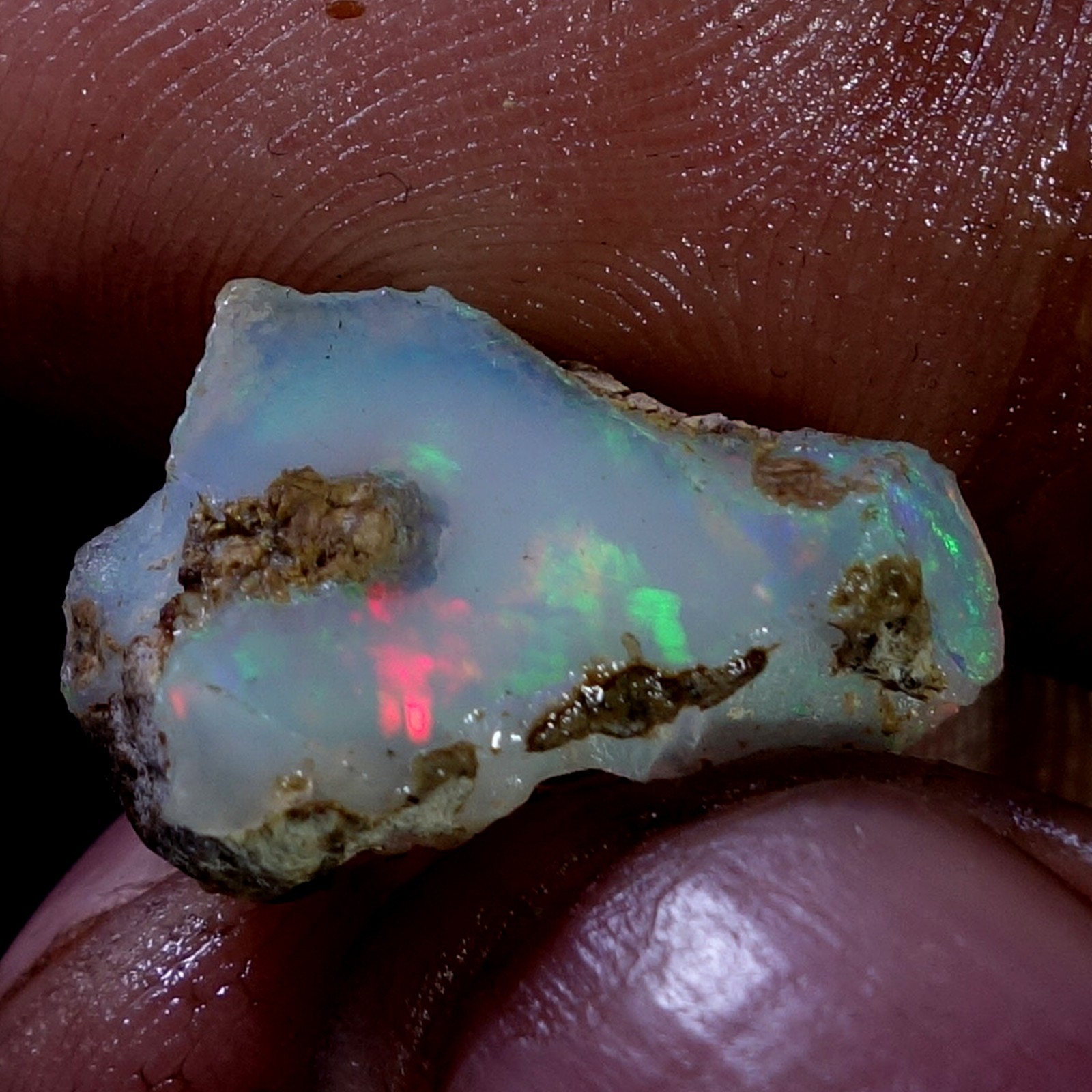 AA+ Ethiopian Dry Opal Rough Entreated Welo Opal Multi Fire Color Flash 07.70Cts
