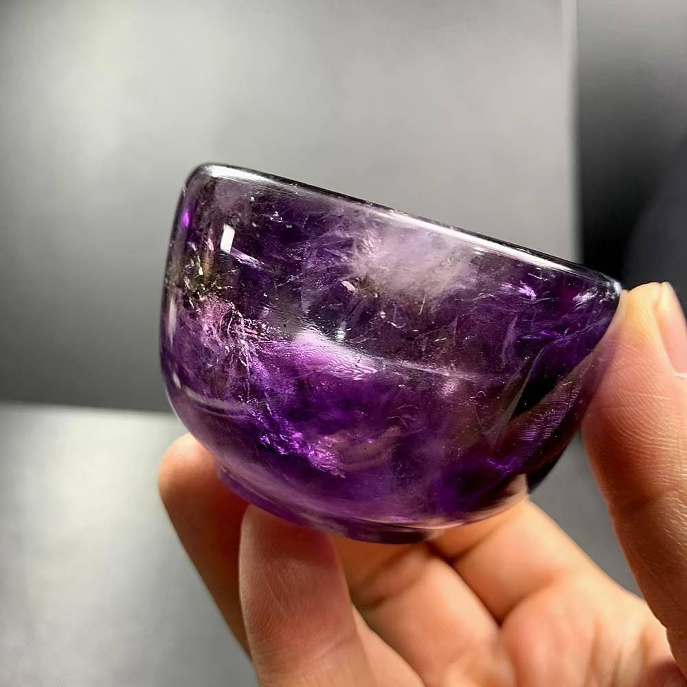 160g Natural Amethyst Quartz Carved Bowl Crystal Mineral reiki Decor