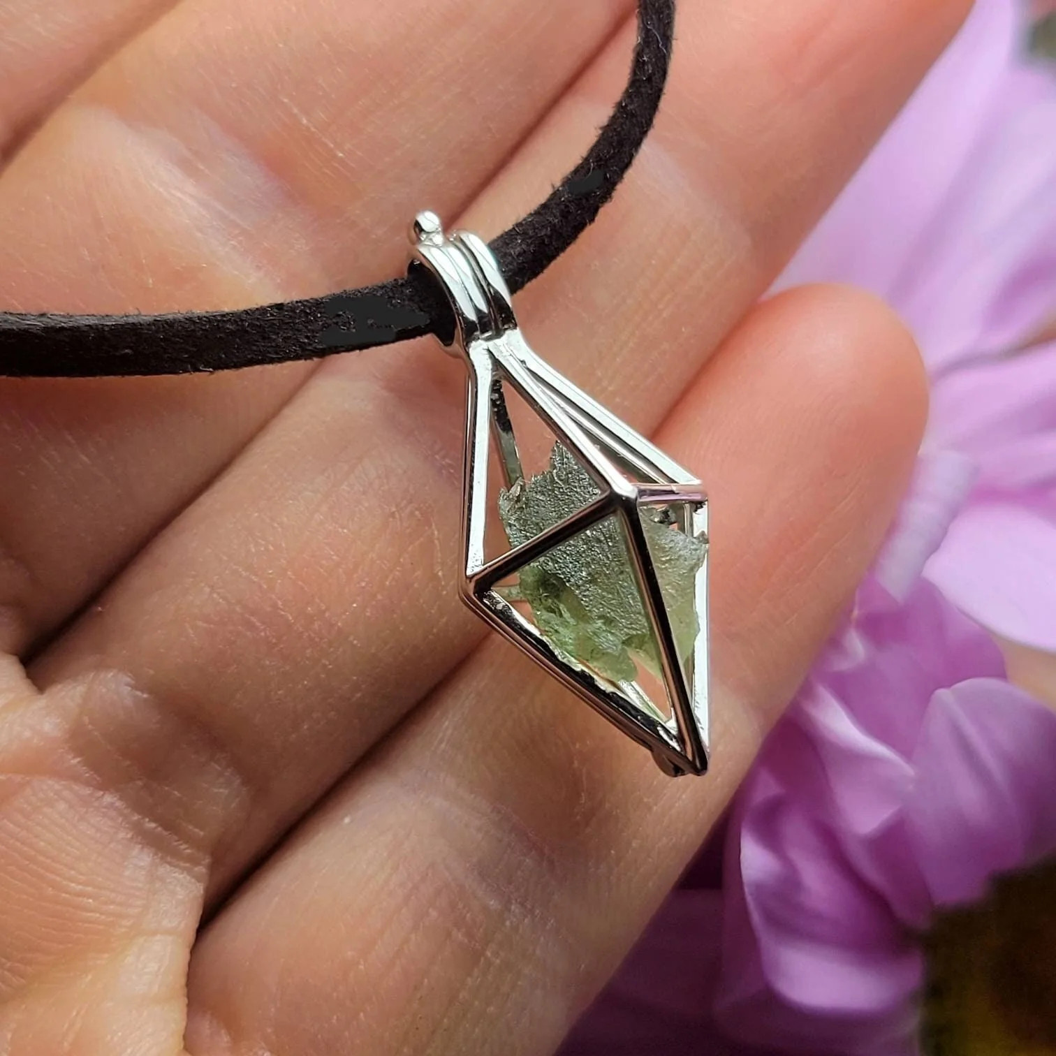Moldavite Prism Pendant