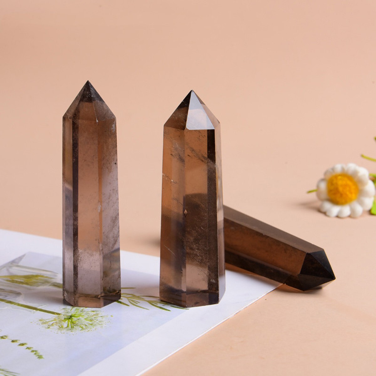 Smoky Quartz Crystal Tower Point Wand – Healing Crystal Obelisk Mineral Specimen