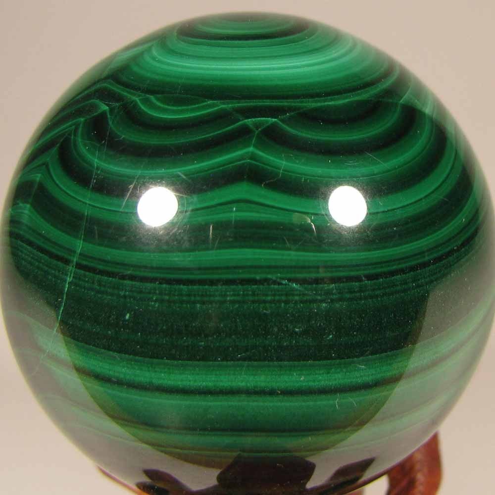 48mm MALACHITE Polished Gemstone Sphere Ball w/ Stand – Congo, Africa