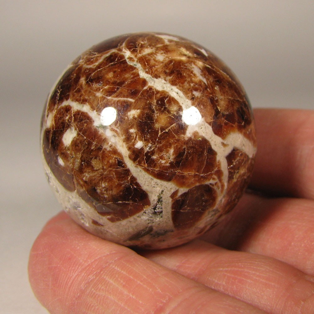 40mm Red GARNET in WOLLASTONITE Crystal Polished Sphere Ball w/ Stand – Namibia
