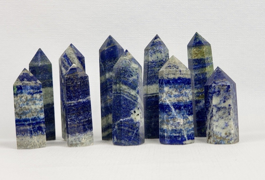 Natural Lapis Lazuli Tower Point Healing Crystal Chakra Obelisk Wand Decor 1pc