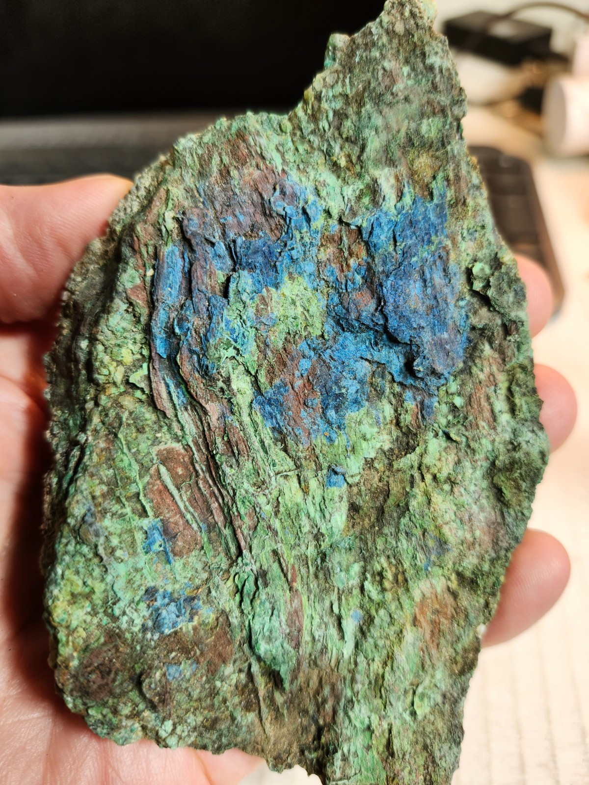 Wood replaced by Copper, Azurite/Malachite Tints, Nacimiento Mine, Cuba, NM